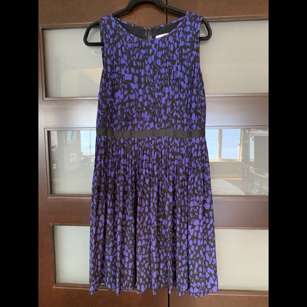 LOFT pleated purple and black dress